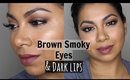 Brown Smoky Eyes & Dark Lips Makeup Tutorial | MissBeautyAdikt