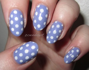 purple with white polka dots