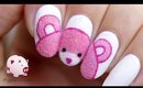 Fuzzy pink teddy bear nail art tutorial