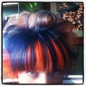 Bright orange, navy blue, and dusty pink!