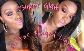 SUPER GLAM  Pink + Brown &  Glitter Winged Liner
