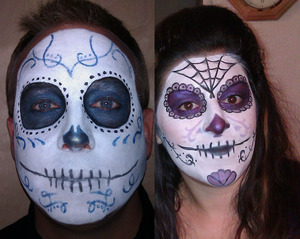Me and my husbands sugar skull makeup for Halloween