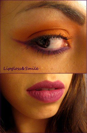 Eyes: orange+violet
Lips: Mack Heroine lipstick