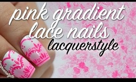 Pink Gradient Lace Nails | lacquerstyle