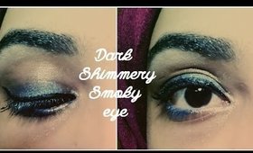 Dark Shimmery Smokey eye makeup + a pop of color ( Tutorial for beginners )