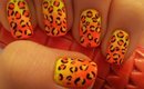 Funky Neon Ombre Leopard Print Nail Art Design For Summer