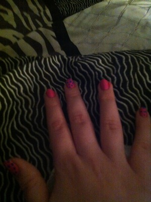 This is the other hand. Pink with blue polka dots 