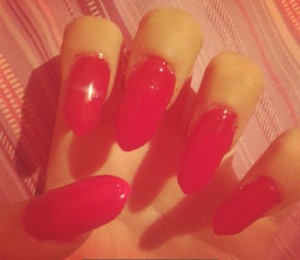 another go at doing my own stiletto nails. I used colour couture colour gel to make the nails more firm