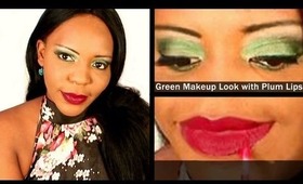 Green Make-Up  Look With Plump Bold Lips..Tutorial!