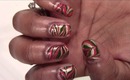 41 How To | Water Marble Nail Art (Red, Green, & Gold Holiday)