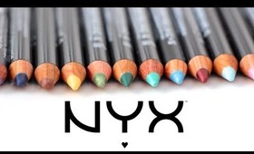 NYX Eye Pencil Swatches 25 colors