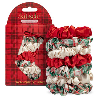 Kitsch Holiday Ruched Satin Scrunchies 7pc Set