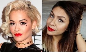 Rita Ora Inspired Makeup Red Lips & Winged Liner | The Voice UK 2015 & Golden | TheRaviOsahn