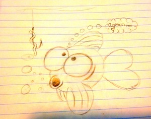 I drew a hungry fish at work, probably because I was hungry! lol