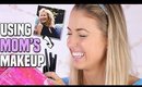 Full Face Using ONLY MOM'S MAKEUP Challenge! || + HER REACTION?!