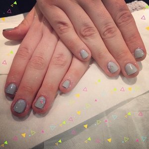 Soft grey nails with little pink heart details for Lazy Oaf's pamper night 