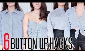 6 BUTTON UP SHIRT HACKS EVERY Girl SHOULD Know | How To Transform your OLD BUTTON UP SHIRTS!! NO SEW