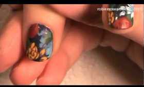 ROMANTIC floral design (beautiful flowers): robin moses nail art tutorial