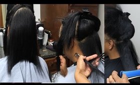 Silk Press On Natural Hair! WE ALWAYS CUT ALL HER HAIR OFF!! Cyn Doll