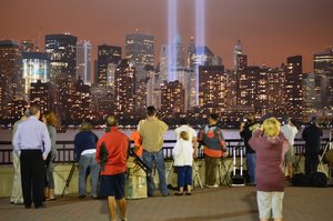 liberty state park...the lights across the hudson on 9/11/11