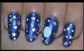 Starry Sky on Finger Tips / Blue Christmas Nail Design