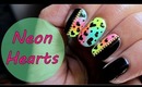 NEON HEARTS Nail Art Tutorial for VALENTINES DAY.