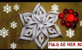Fulg de nea 3D / Fulg de nea din hartie / Fulg de nea 3D stilizat /  Decoratiuni pentru Craciun