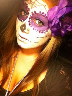 My sugar skull look I did for halloween(:
