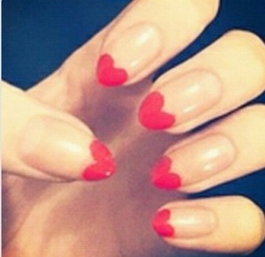 Heart shaped french tip nails. | Beautylish
