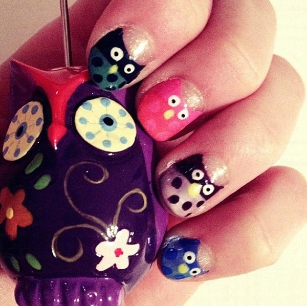 Cute owl nails. | Stephanie M.'s (kennedy) Photo | Beautylish