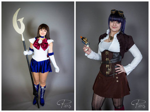 not really sure if this its here but here is some more of my cosplays my sailor saturn was all made and sewn by my 
