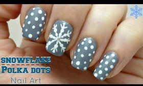 Snowflake and Polka Dots Nail Art Design!