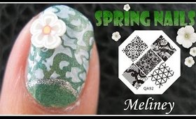 SPRING NAILS | FLOWER PRINT KONAD STAMPING NAIL ART DESIGN TUTORIAL SHORT NAILS IMAGE PLATE QA92