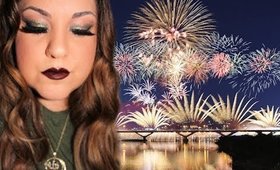 New Year's Eve Makeup: Green and Gold Glitter Eyes - Maquillaje Verde y Brillo de Oro
