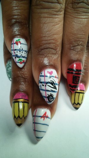 Back to school inspired nails by SauceC Nailz