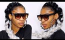 Large Feed in Braids to the Side► Ombre Gray Natural Hair Protective Styles