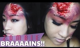 Easy Zombie BRAIN Makeup With Liquid Latex ♡ Camille Co