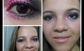 Maquiagem rosa com esfumado preto By Amanda Luciana ❤