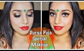 Durga puja special traditional Indian makeup tutorial.