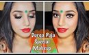 Durga puja special traditional Indian makeup tutorial.