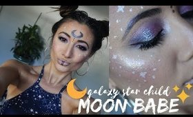 Galaxy Star Child Moon Babe Halloween Makeup [100% VEGAN!] | Ashley Morganic