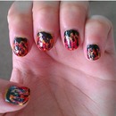 My version of Girl on Fire nails inspired by The Hunger Games..