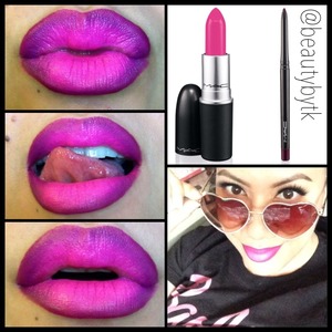 2 products to create this lip - candy yum yum lipstick and velvetella lipliner (or currant lipliner)