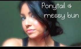 Super easy voluminous pontytail & messy low bun