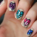 Stained glass heart nails
