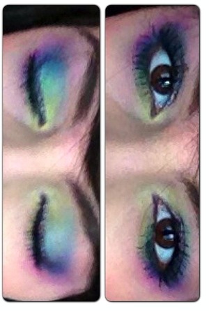 cliche rainbow look, i guess. sorry i dont have a good camera 