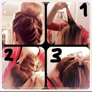 Many of you have been asking for a tutorial of how to do this cute braided ballerina bun (top left), and now I finally had the time to do some kind of tutorial :) The result didn't came out as pretty because I didn't have all the tools with me, but I hope you get the idea from these seven pictures! This collage is the 1st one and shows the first three steps. I've explaned them also in the comment box :) ASK IF YOU DON'T GET SOMETHING :)