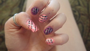 This is my pink and purple stripped nails! 