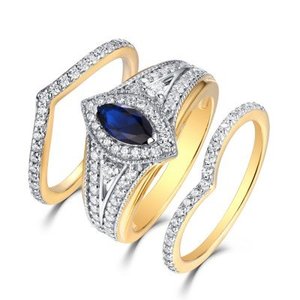 Marquise Cut Gold S925 White Sapphire & Sapphire 3 Piece Halo Ring Sets at https://www.lajerrio.com/marquise-cut-gold-s925-white-sapphire-sapphire-3-piece-halo-ring-sets-500049.html