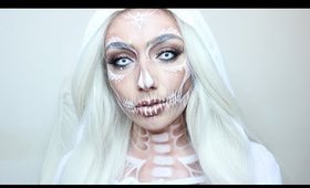 White Glamorous Skeleton Halloween Make-Up Tutorial